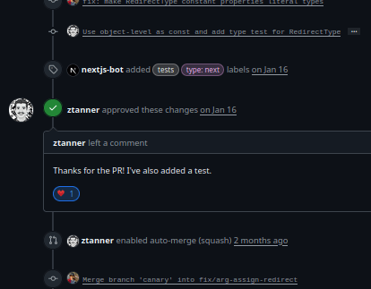 Next.js merged PR