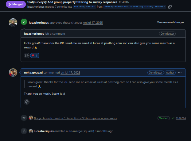 PostHog merged PR